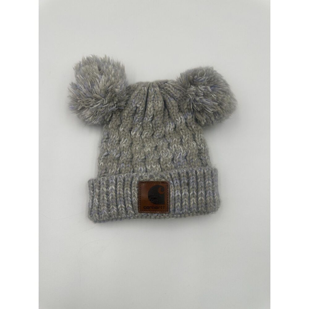 Carhartt Toddler Knitted Beanie 12-18 mo w/ Two Ears Pom Poms Soft and Warm - Picture 6 of 6